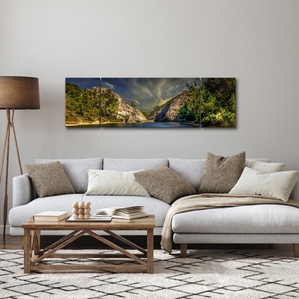 Obraz krajiny s jezerem (170x50 cm)