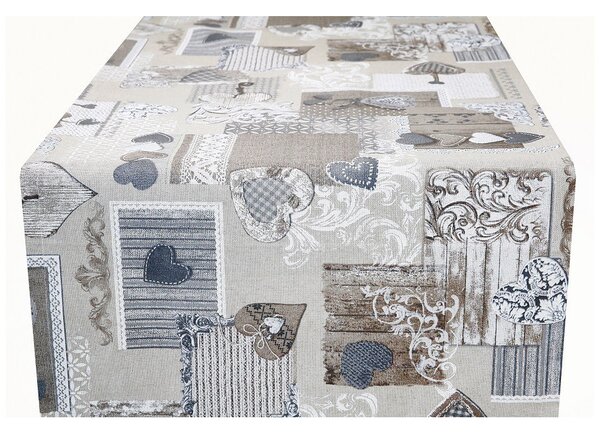 Látka patchwork se šedohnědými srdíčky Barva Šedohnědá Rozměry Šířka 140 cm
