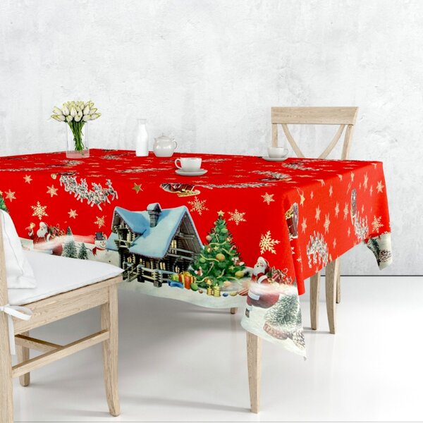 Ubrus PVC M-134A - Vánoční červený - Role 140cm x 20m