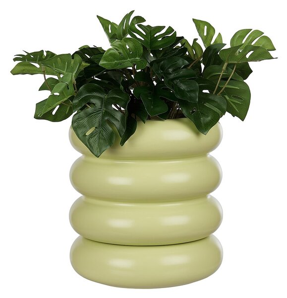 HOOP Květináč s miskou 14 cm - zelená