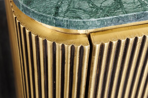 Luxusní art deco příborník Marmolla Verde s mramorovou deskou zlatý 160 cm
