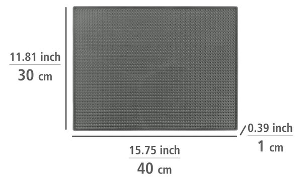 Šedá gumová odkapávací podložka na nádobí 40x30 cm Maxi – Wenko