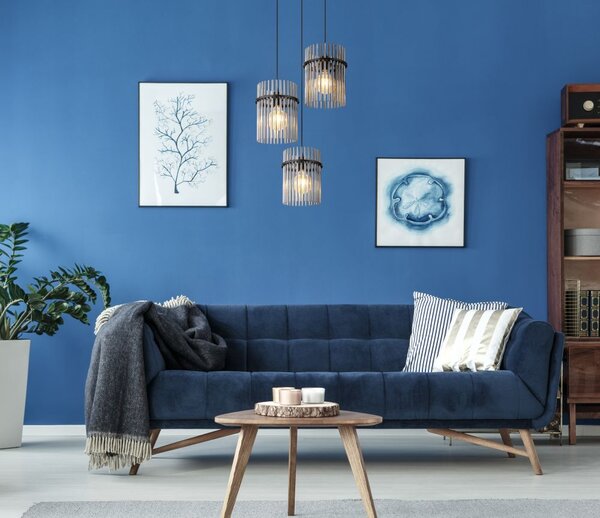 Globo Lighting Gorley závěsné svítidlo 3x60 W černá-kouřová 15698-3HR