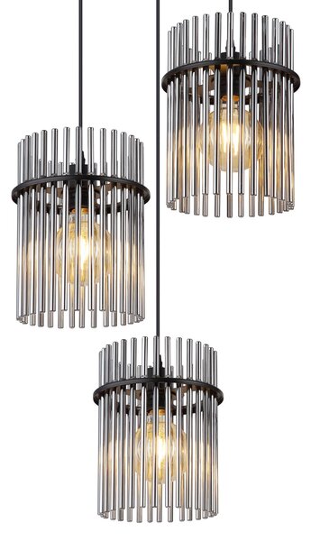 Globo Lighting Gorley závěsné svítidlo 3x60 W černá-kouřová 15698-3HR