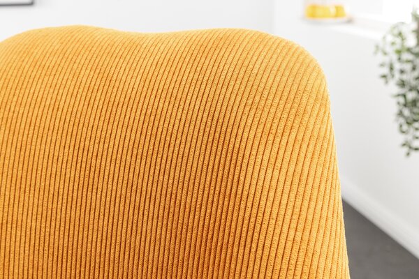 Moderní designová židle Scandinavia s manšestrovým čalouněním hořčicová žlutá