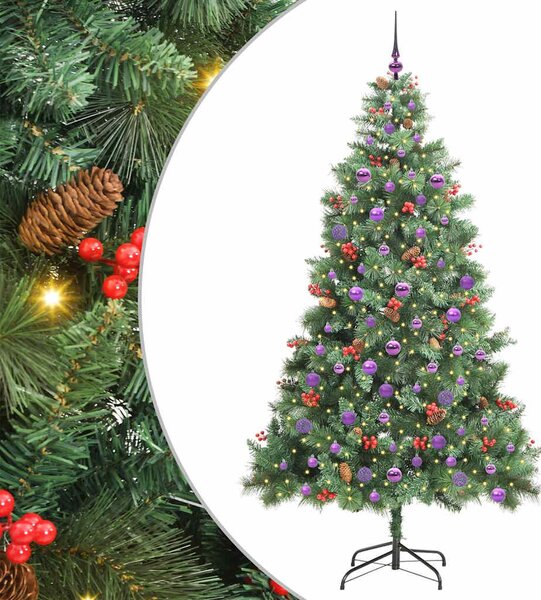 Umělý vánoční stromeček 300 LED Teplá bílá PVC a kov Zelená 3395149