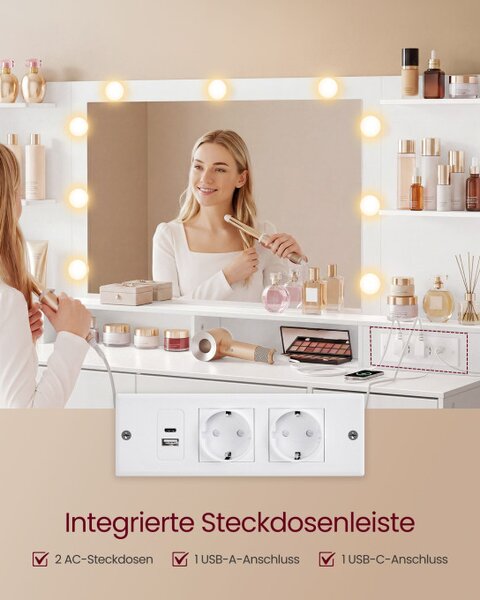 Toaletní stolek se zrcadlem a LED osvětlením RDT341WB01