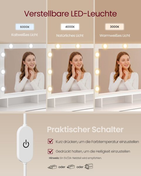 Toaletní stolek se zrcadlem a LED osvětlením RDT341WB01