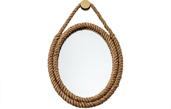 Koloniální závěsné zrcadlo Marinero s rámem z provazu kulaté 62 cm