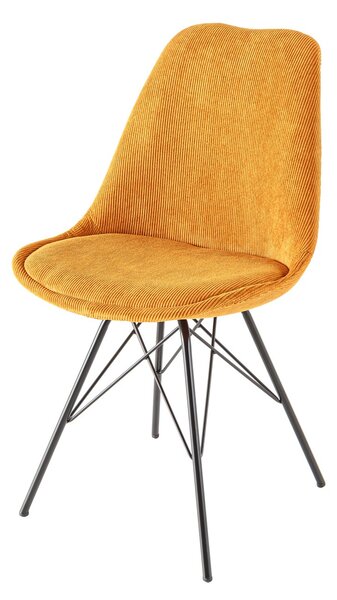 Moderní designová židle Scandinavia s manšestrovým čalouněním hořčicová žlutá