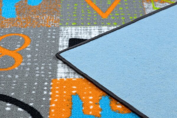 Koberec JUMPY Patchwork šedý/pomaranč/nebeský