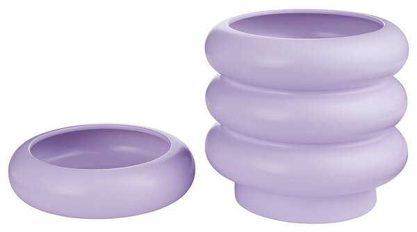 HOOP Květináč s miskou 14 cm - fialová