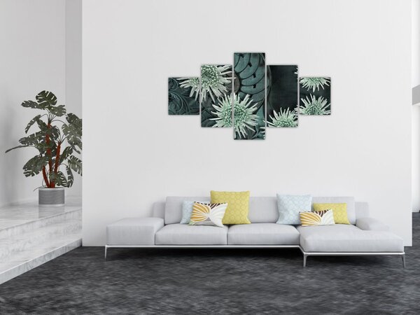 Obraz - Zelené květy (125x70 cm)