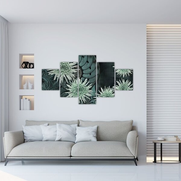 Obraz - Zelené květy (125x70 cm)