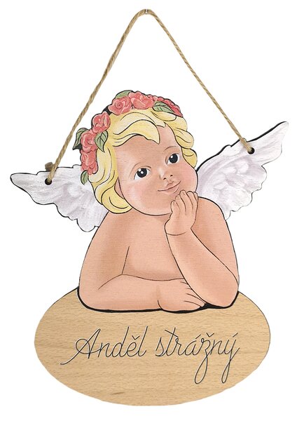 AMADEA Obrázek s textem Anděl strážný 21 cm Český výrobek