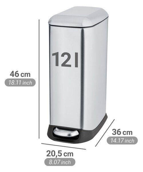 Nášlapný odpadkový koš z nerezové oceli ve stříbrné barvě 12 l Design – Wenko