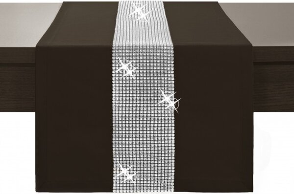 Běhoun na stůl Glamour se zirkony tmavě hnědý Barva Hnědá Rozměry 40x110 cm
