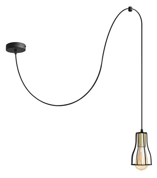 Lustr na lanku TUBE 1xE27/15W/230V černá/zlatá