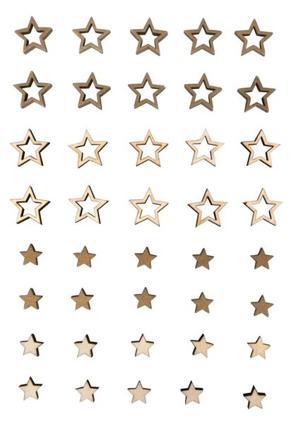 Dřevěné ozdoby hvězdičky (set 40 ks)