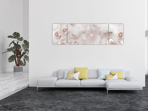 Obraz - Růžové květy (170x50 cm)