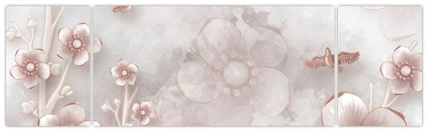 Obraz - Růžové květy (170x50 cm)