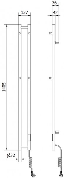 Mexen Pino, elektrické topné těleso s věšáky na ručníky 1405x137 mm, 150 W, bílá, W301-1405-137-00-20
