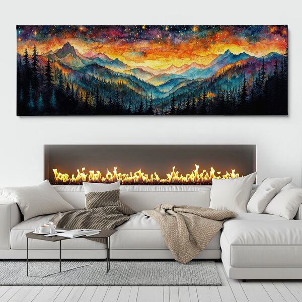 Obraz na plátně - Horská noc plná hvězd FeelHappy.cz Velikost obrazu (šířka x výška): 60 x 20 cm