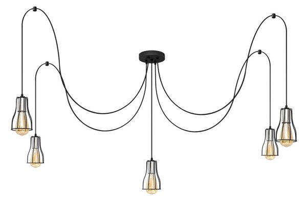 Lustr na lanku TUBE 5xE27/15W/230V pavouk černá/chrom