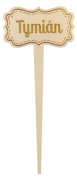 AMADEA Dřevěný zápich - cedulka na bylinky Tymián, výška 20 cm, český výrobek