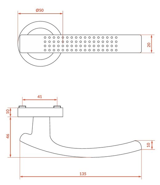 Kuchinox Standard, klika na dveře, satén, LAV-KST_300A