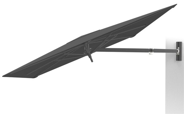 Umbrosa Stěnový slunečník Paraflex UX, Umbrosa, čtvercový 230x230 cm, rám hliník Black (RAL 9005), potah Colorum, akryl 260 g/m2, barva Black, vč. ramena NEO pro uchycení na stěnu