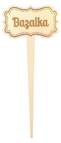 AMADEA Dřevěný zápich - cedulka na bylinky Bazalka, výška 20 cm, český výrobek