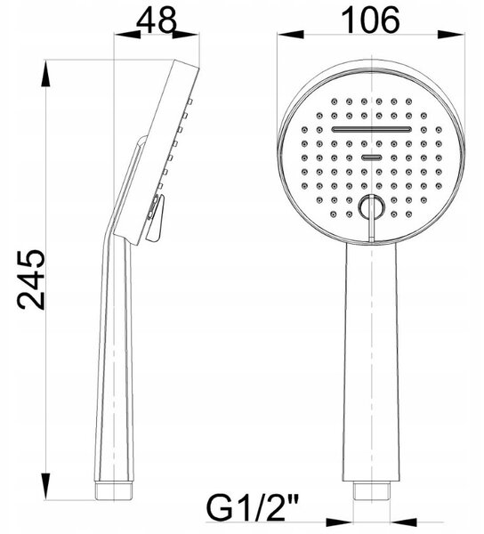 Invena Gabro, 1-bodová ruční sprchová souprava, 2-funkce, chromová, INV-AU-3P-M01-V