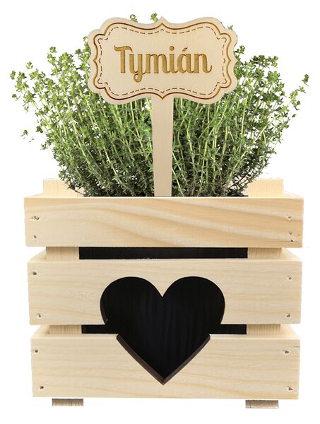 AMADEA Dřevěný zápich - cedulka na bylinky Tymián, výška 20 cm, český výrobek