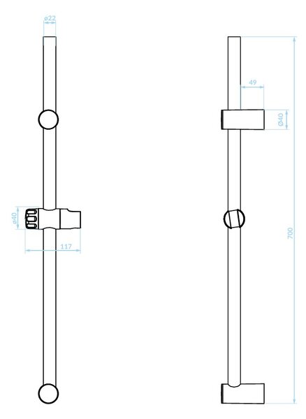 Kuchinox Cento, sprchový sloup 70 cm, černá matná, LAV-NKC_701D