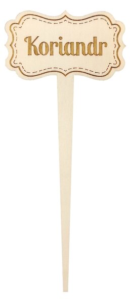 AMADEA Dřevěný zápich - cedulka na bylinky Koriandr, výška 20 cm, český výrobek