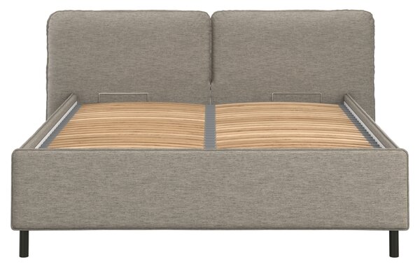 -25 % Dny MOMENTI– noo.ma Hnědá čalouněná dvoulůžková postel Melu 160 x 200 cm s úložným prostorem