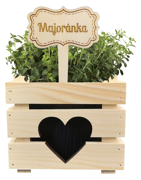 AMADEA Dřevěný zápich - cedulka na bylinky Majoránka, výška 20 cm, český výrobek