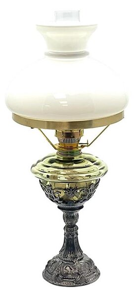 Petrolejová lampa s cínovou nohou 45 cm lesní zelená