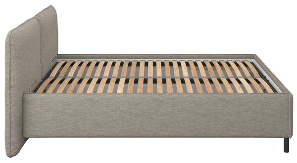 -25 % Dny MOMENTI– noo.ma Hnědá čalouněná dvoulůžková postel Melu 160 x 200 cm s úložným prostorem