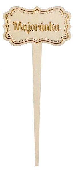 AMADEA Dřevěný zápich - cedulka na bylinky Majoránka, výška 20 cm, český výrobek