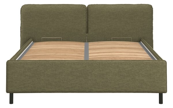 -25 % Dny MOMENTI– noo.ma Zelená čalouněná dvoulůžková postel Melu 160 x 200 cm s úložným prostorem