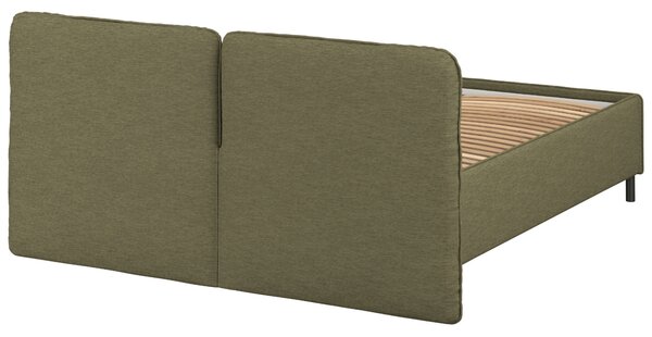 -25 % Dny MOMENTI– noo.ma Zelená čalouněná dvoulůžková postel Melu 160 x 200 cm s úložným prostorem