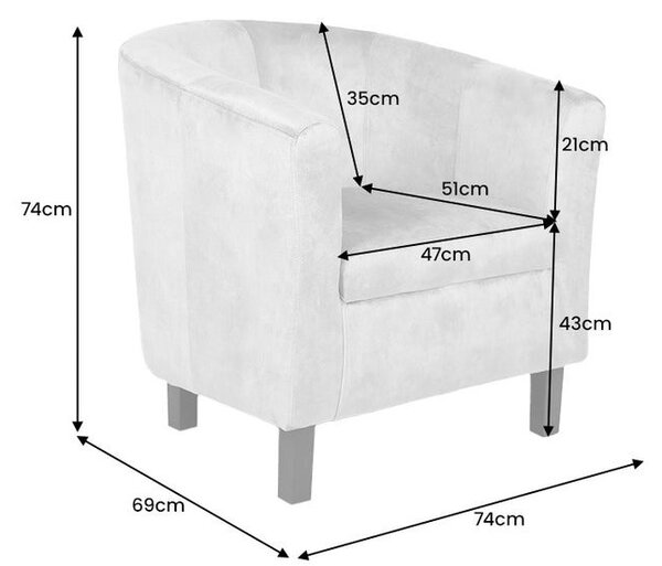 Stylové sametové čalouněné křeslo Colombo v kouřové šedé barvě s hnědými dřevěnými nožičkami 74 cm