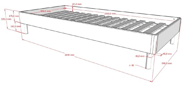 Dubová postel Vipack Forrest 90 x 200 cm
