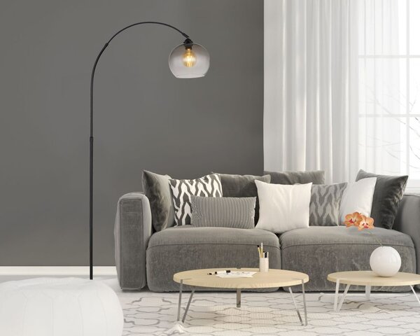 Globo Lighting Newcastle stojací lampa 1x60 W černá-kouřová 58227BS