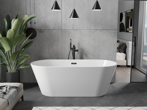 Mexen Flavia volně stojící vana 150 x 75 cm, bílá, přepad černý - 54031507500-B