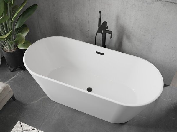 Mexen Flavia volně stojící vana 150 x 75 cm, bílá, přepad černý - 54031507500-B