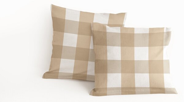 Povlečení Quadro Beige Linen 100% len povlak 40/40