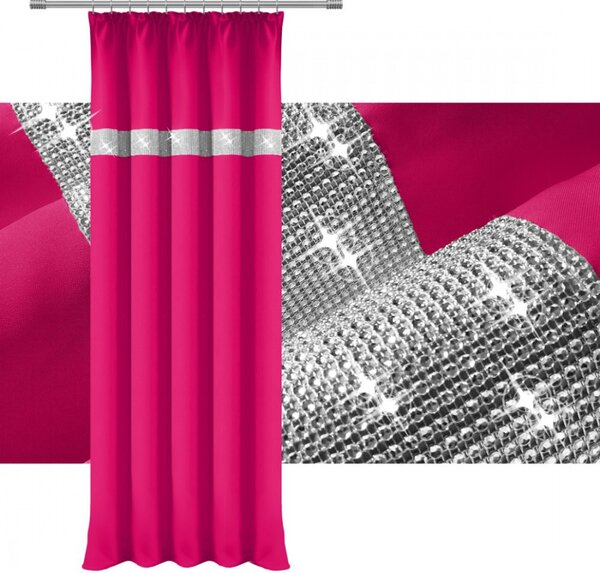 Závěs na řasící pásce se zirkóny 140x250 cm fuchsie Barva Fuchsia Rozměry 140x250 cm